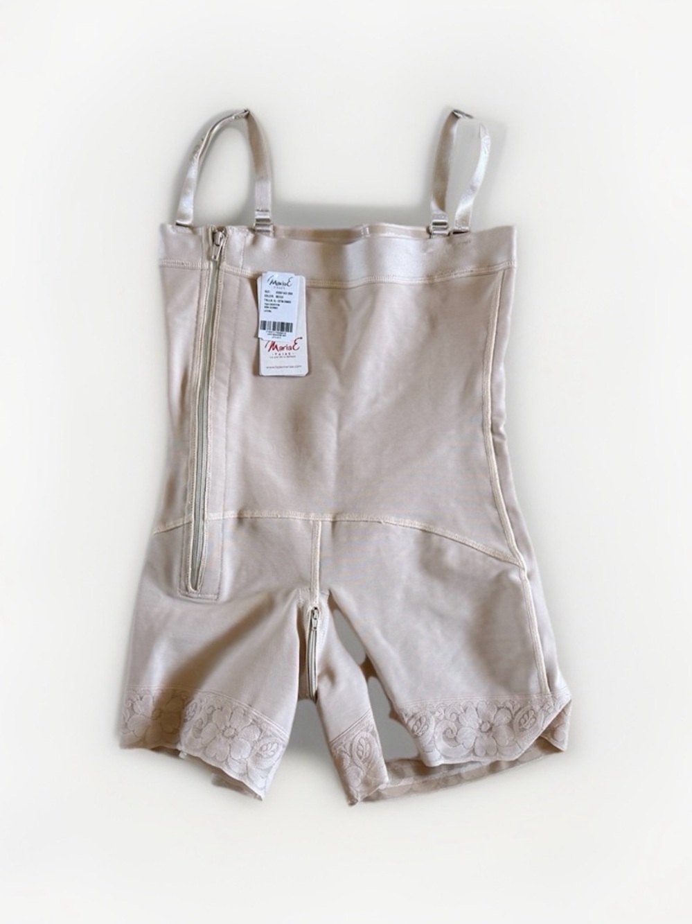 MariaE Fajas Beige Shapewear Bodysuit XL Side Zip Waist Trainer